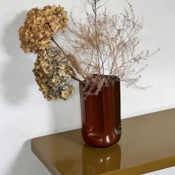 Vaso Giuseppe Auburn in ceramica smaltata Mattone Lucido
