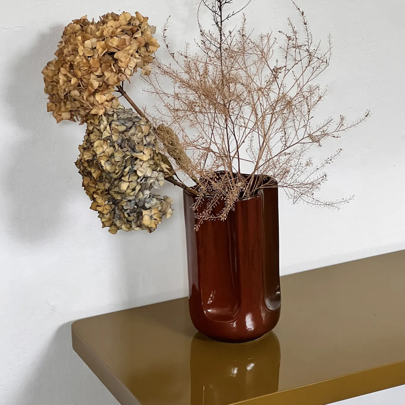 Vaso Giuseppe Auburn in ceramica smaltata Mattone Lucido