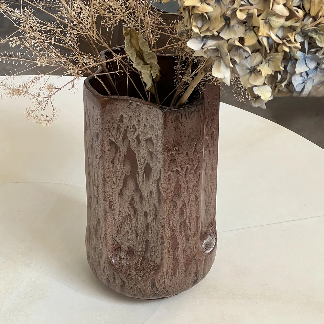 Vaso Giuseppe Rame in ceramica smaltata bronzo lucida
