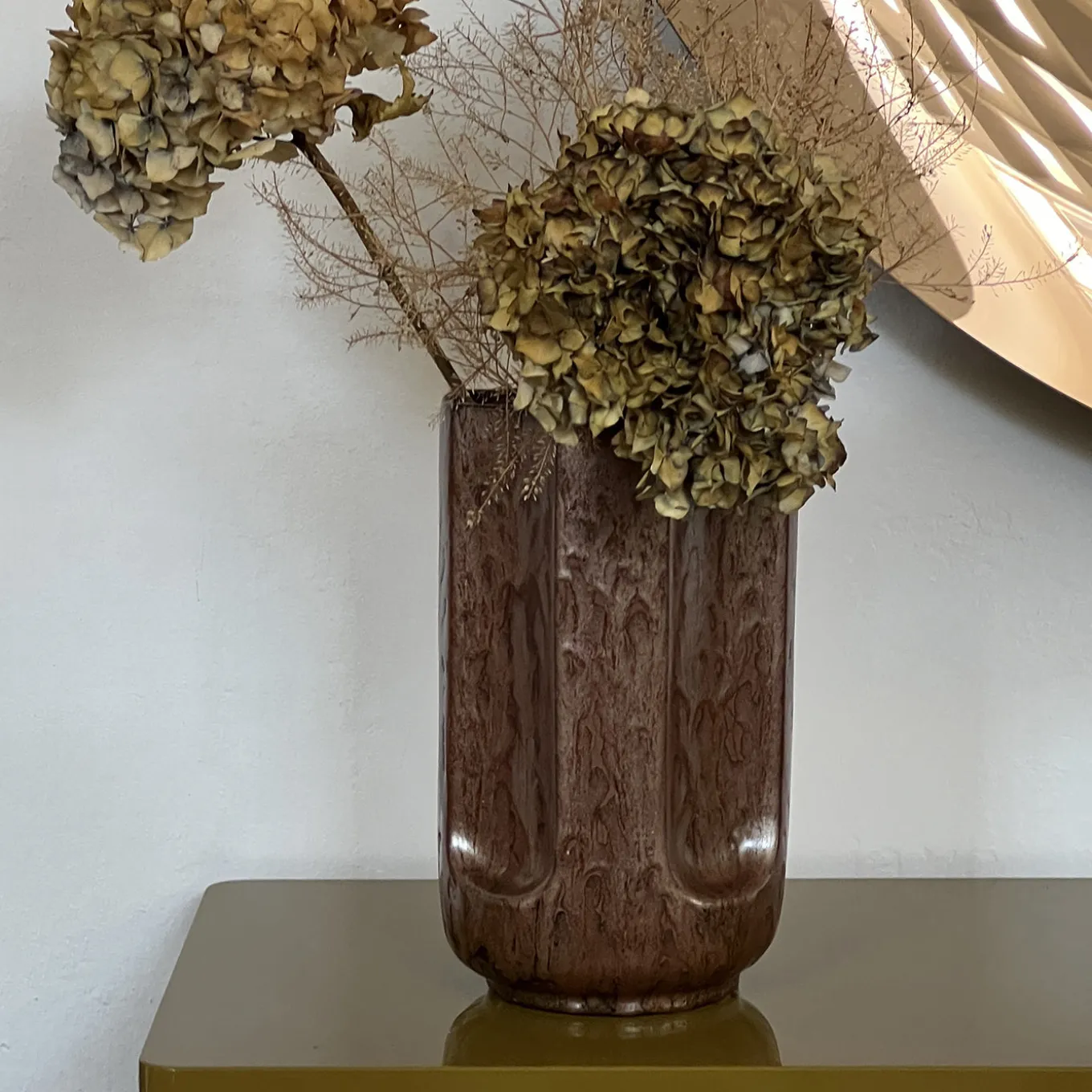 Vaso Giuseppe Rame in ceramica smaltata bronzo lucida