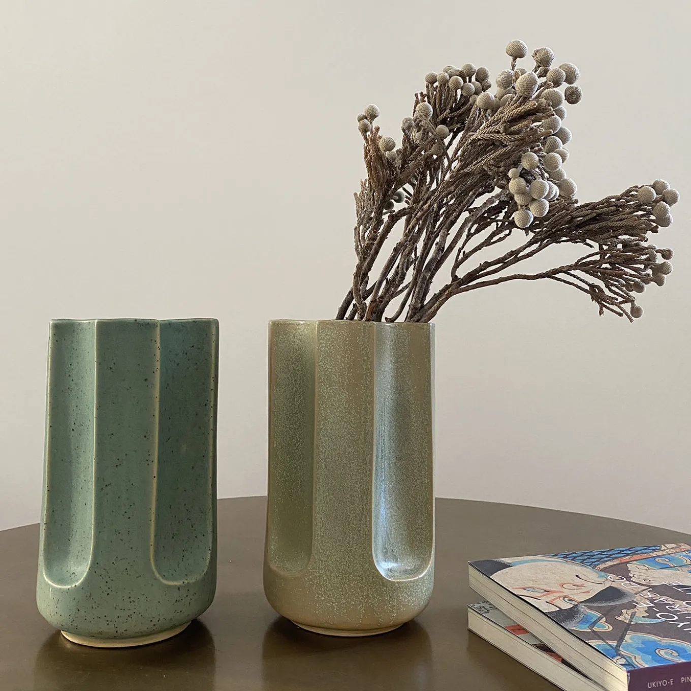 Vaso Giuseppe Turquesa in ceramica smaltata blu opaco
