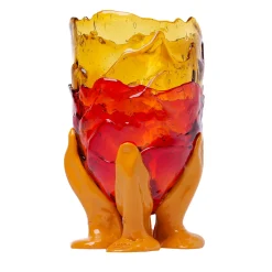 Vaso grande arancione e fucsia trasparente di Gaetano Pesce