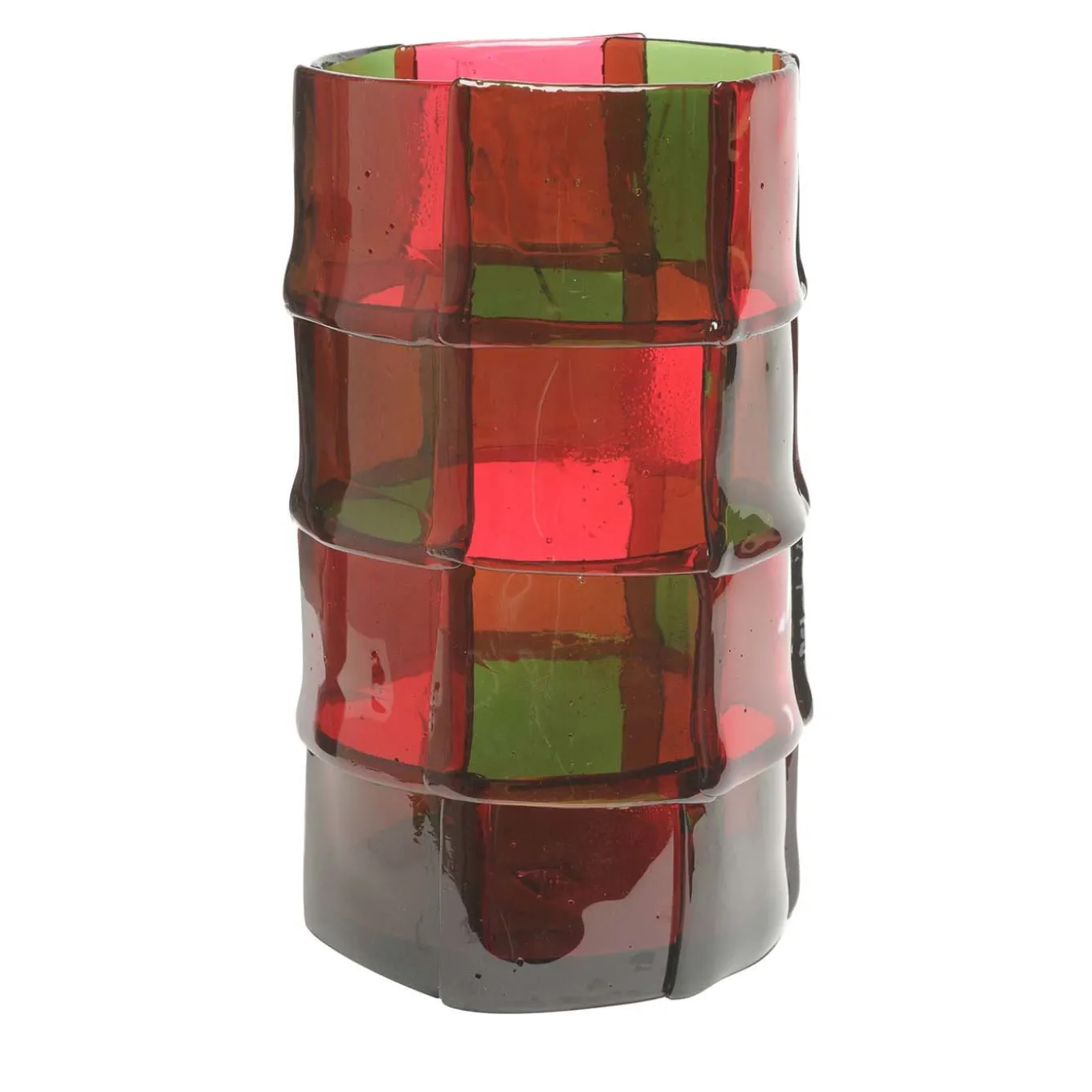 Vaso grande Bamboo rosso e verde di Enzo Mari