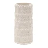 Vaso grande in gres bianco con motivo a foglie Anne