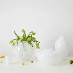 Vaso Grande in Vetro di Murano Bianco Opaline Olla