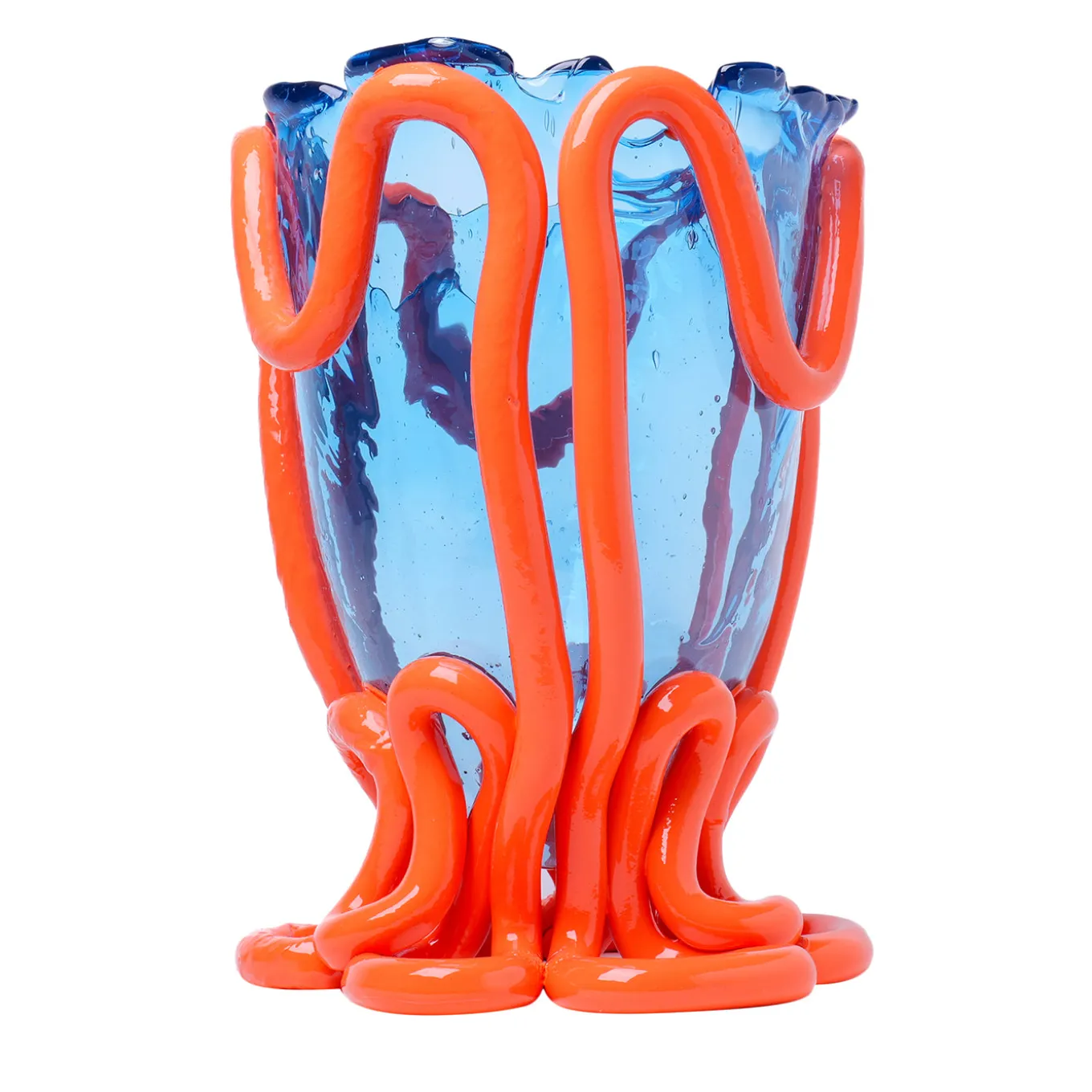 Vaso grande Indian Summer arancione e blu di Gaetano Pesce