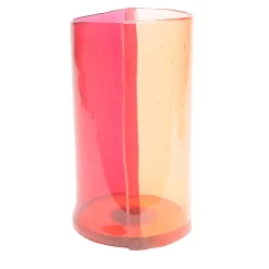 Vaso grande rosa a due linee di Enzo Mari