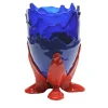 Vaso grande trasparente rosso e blu di Gaetano Pesce
