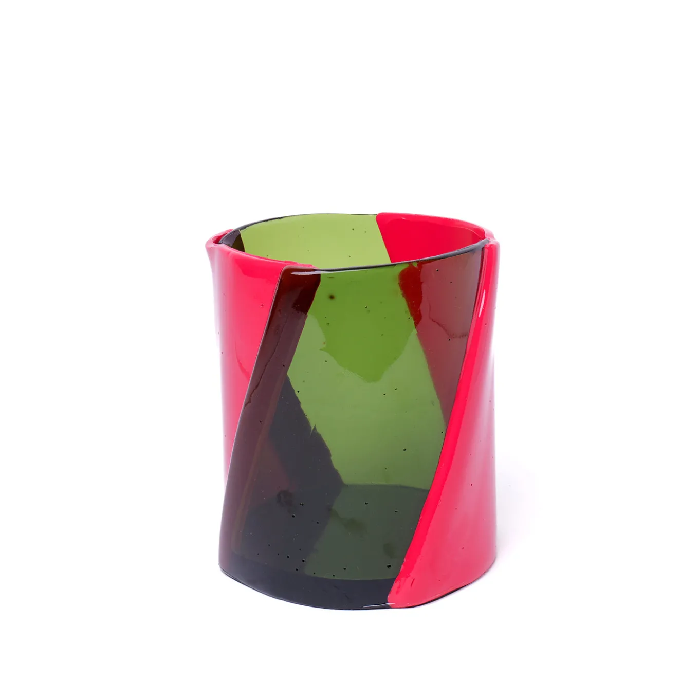 Vaso Grande Twirl Verde e Fucsia di Enzo Mari