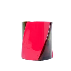 Vaso Grande Twirl Verde e Fucsia di Enzo Mari