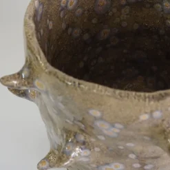 Vaso in ceramica beige maculato Lava 6
