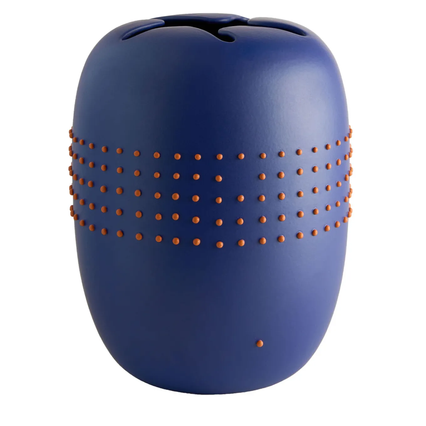 Vaso in ceramica blu con puntini rossi di Arik Levy
