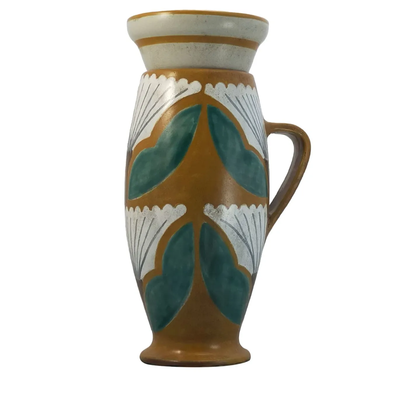 Vaso in Ceramica Zafferano con Coperchio e Motivo Floreale