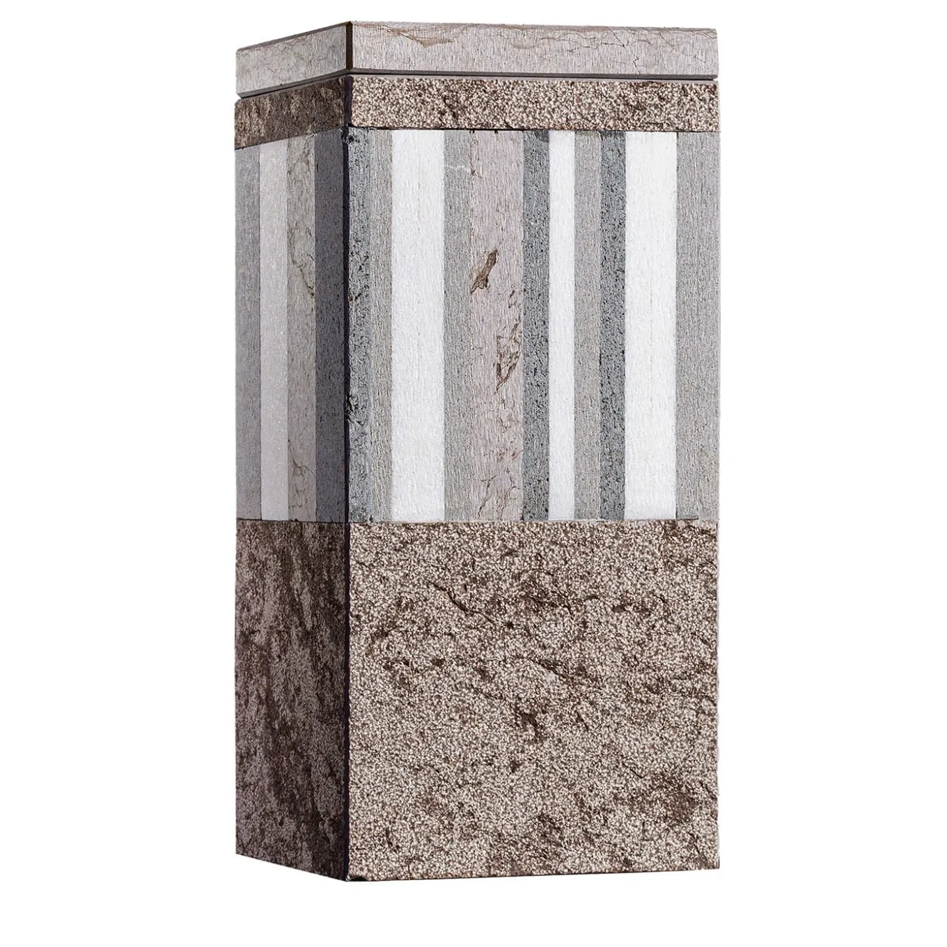 Vaso in marmo marrone Square B con coperchio di Luciano Setten