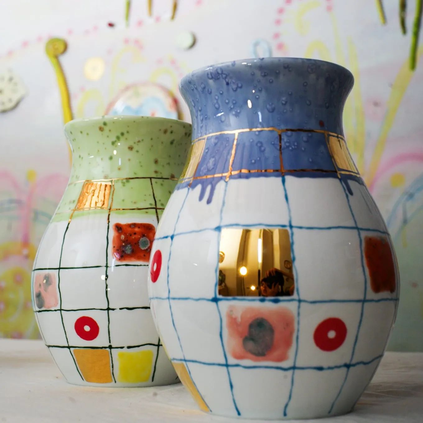 Vaso in porcellana blu Calypso