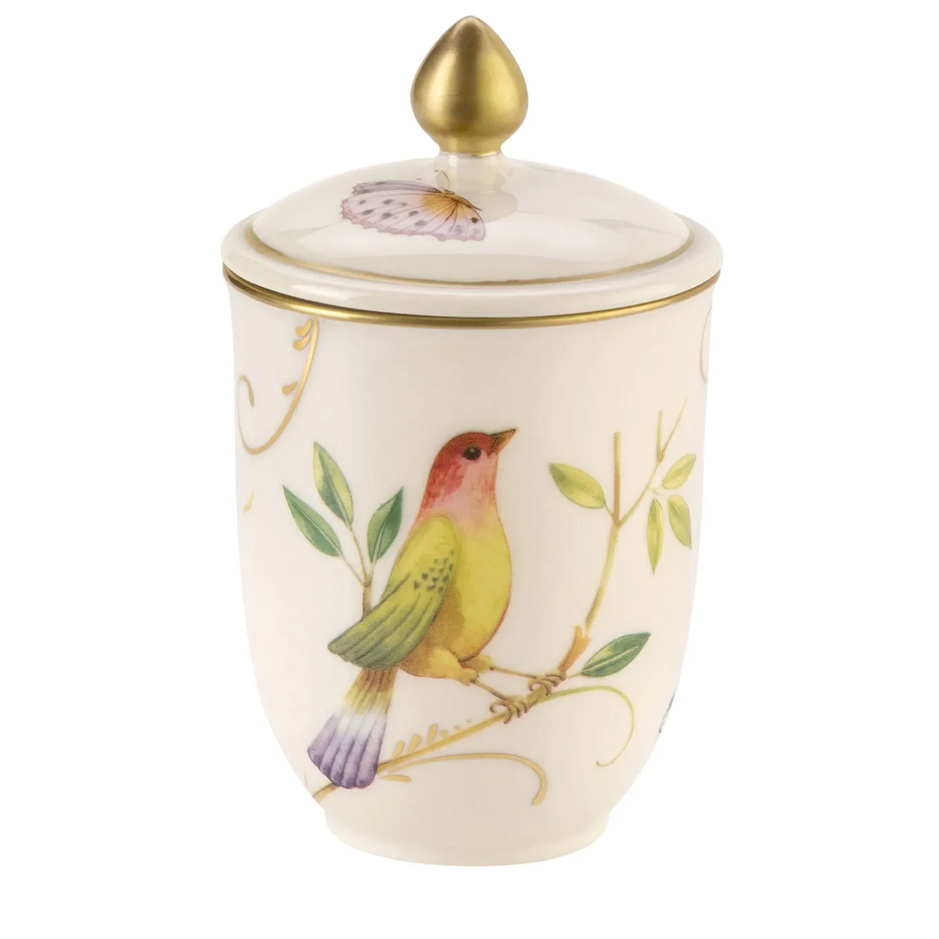 Vaso in Porcellana Jolie con Coperchio e Dettagli in Oro