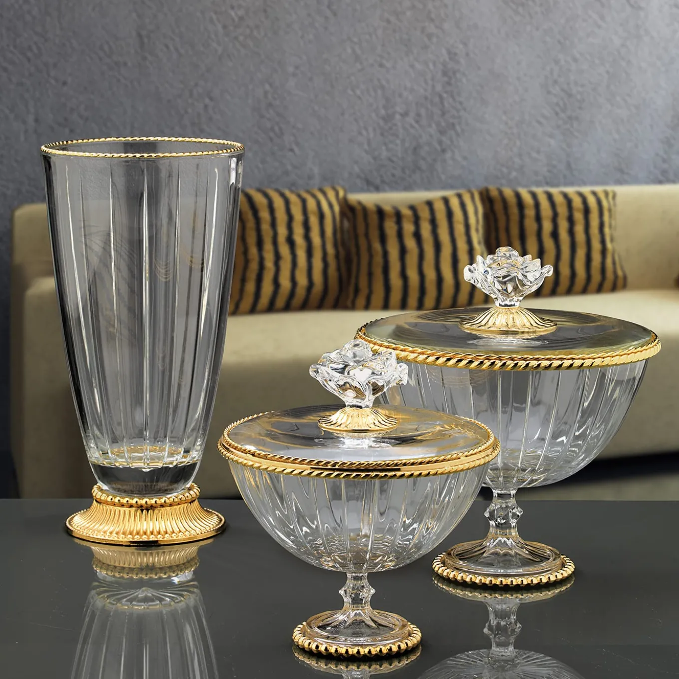 Vaso in vetro Accademia con oro 24 carati