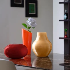 Vaso in Vetro Arancione e Milkwhite Orizzonte Oblique