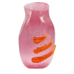 Vaso in Vetro di Murano Flow Rosa e Arancione