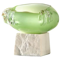 Vaso in vetro di Murano Stravedamento a doppia cascata verde pastello