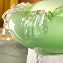 Vaso in vetro di Murano Stravedamento a doppia cascata verde pastello