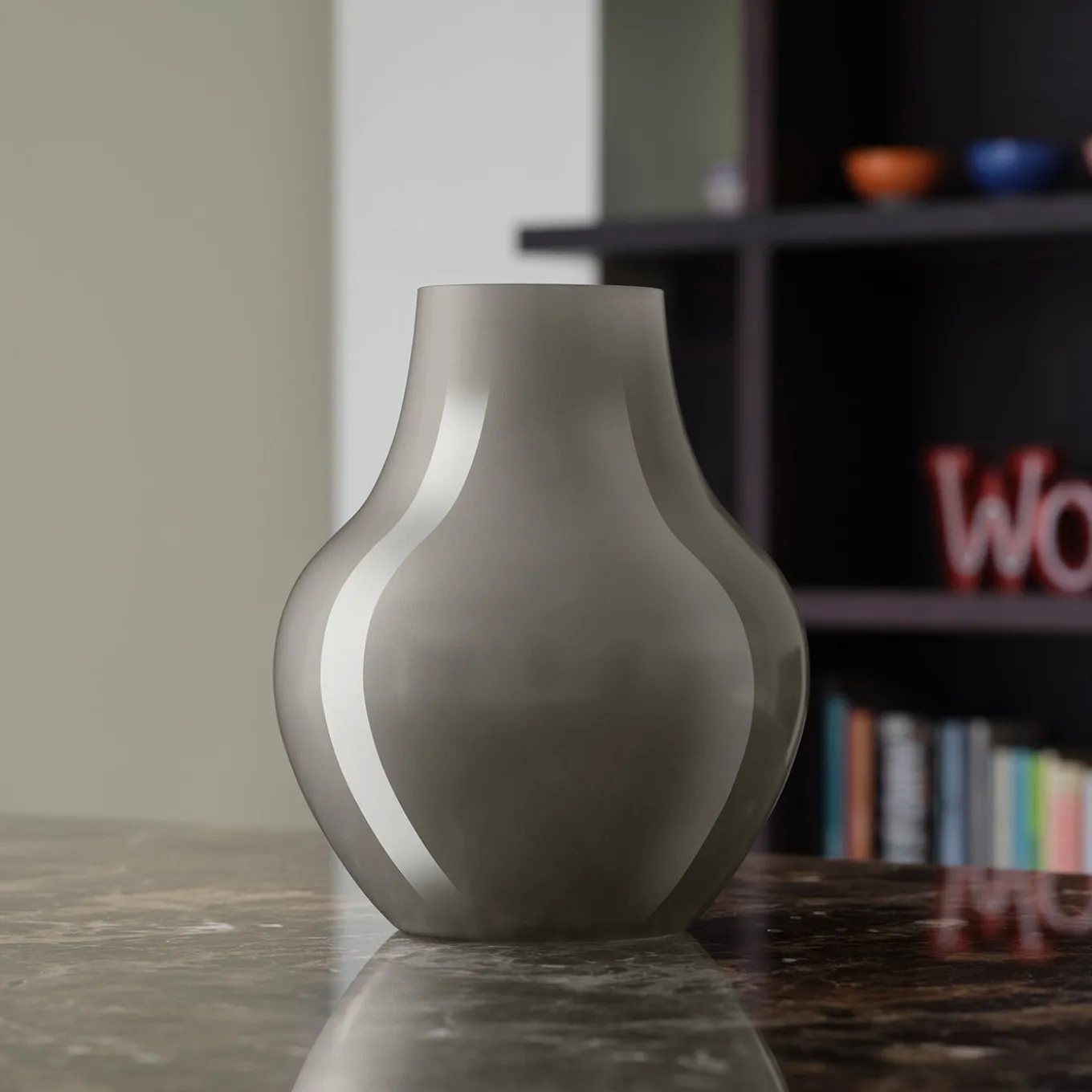 Vaso in Vetro Grigio e Milkwhite Soho