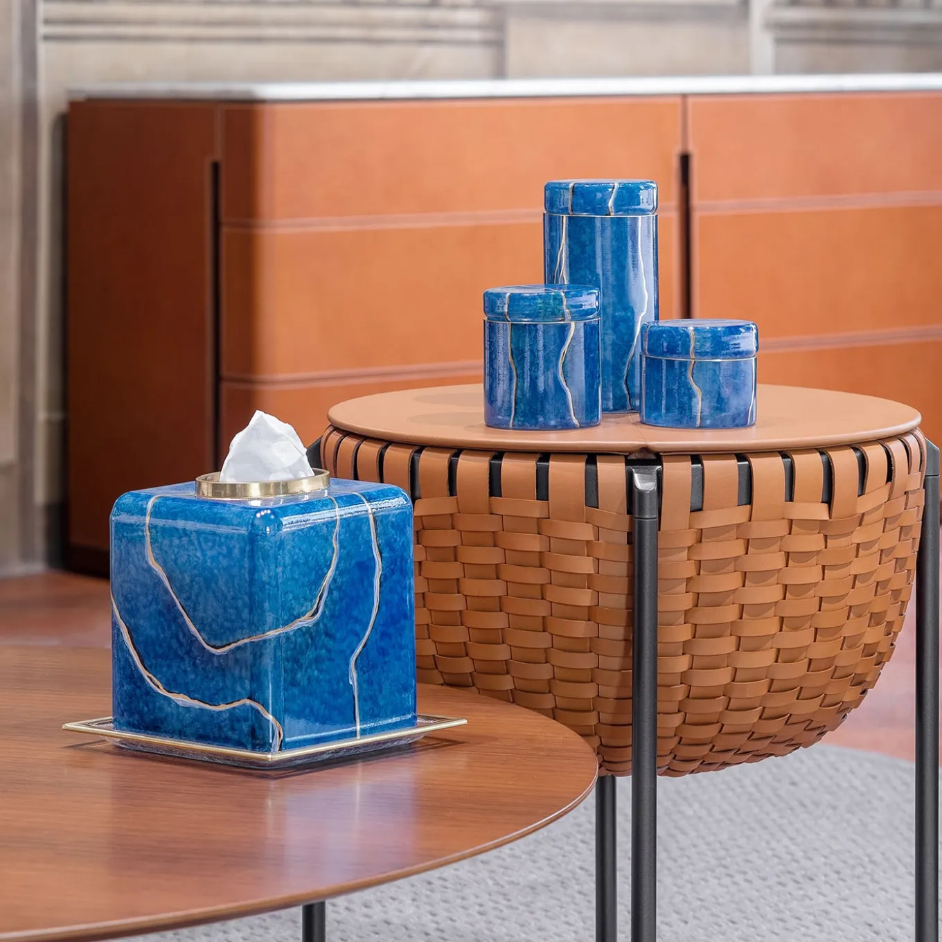 Vaso in vetro Lapislazzuli con coperchio