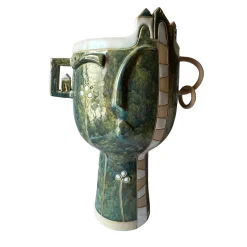 Vaso Kora Fiorita in Ceramica Verde della Collezione Emozionale