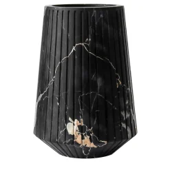 Vaso medio a righe in marmo Portoro
