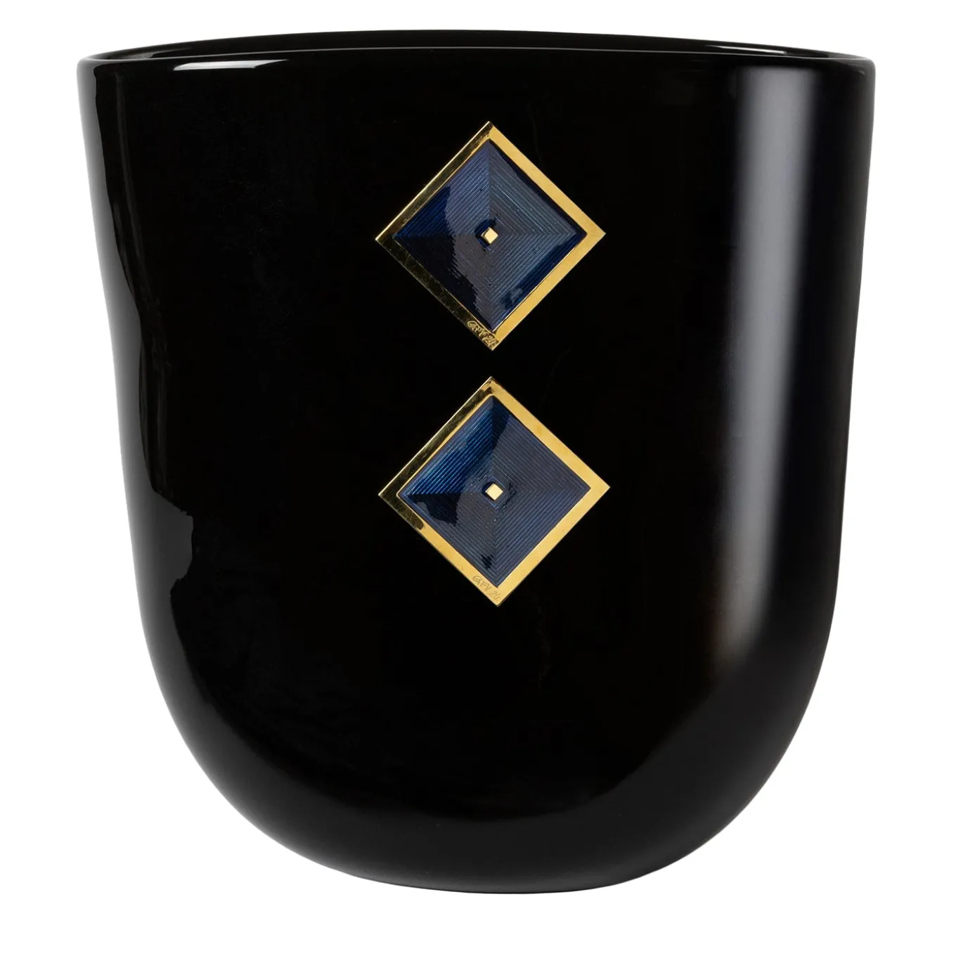 Vaso Midi in Vetro Nero Cloisonné