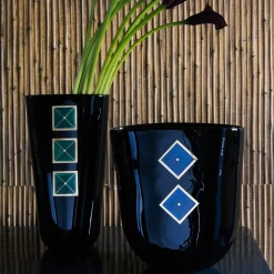 Vaso Midi in Vetro Nero Cloisonné