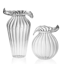 Vaso Millerighe Grande in Vetro Trasparente