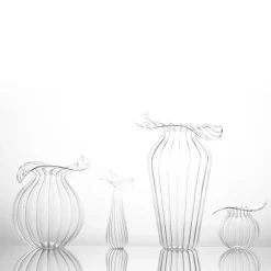 Vaso Millerighe Grande in Vetro Trasparente