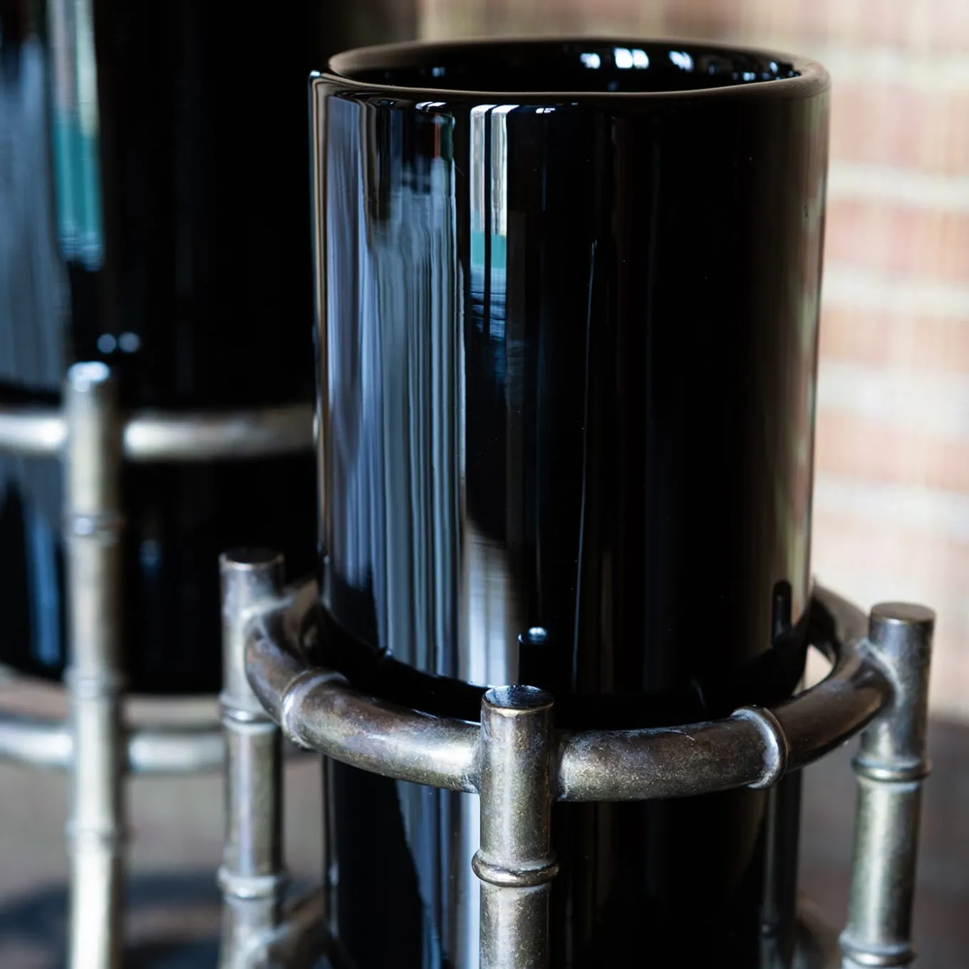 Vaso Mini Bambù in Vetro Nero
