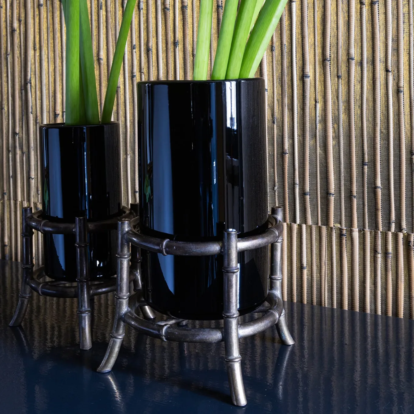 Vaso Mini Bambù in Vetro Nero