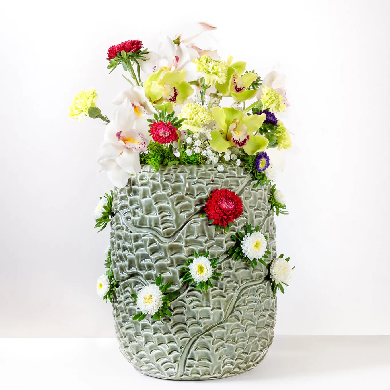 Vaso Mino in ceramica verde canapa lucido
