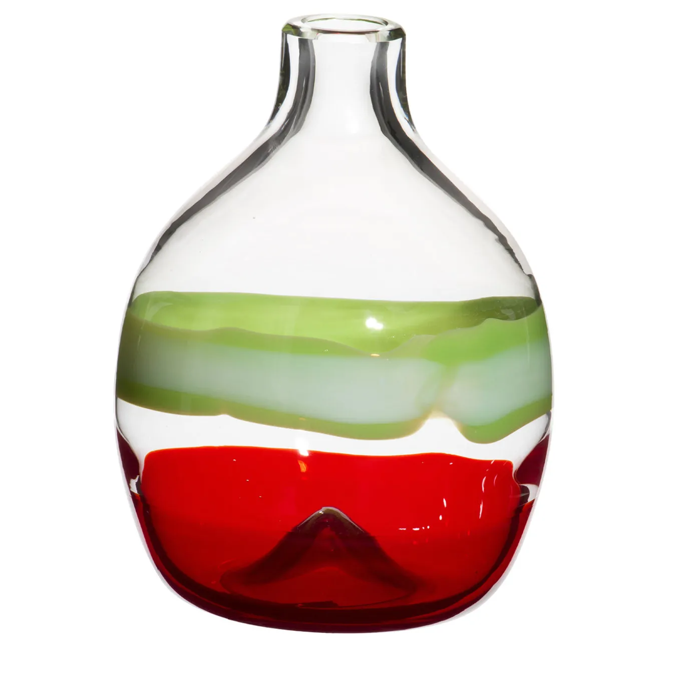 Vaso monofiore linea verde e rossa