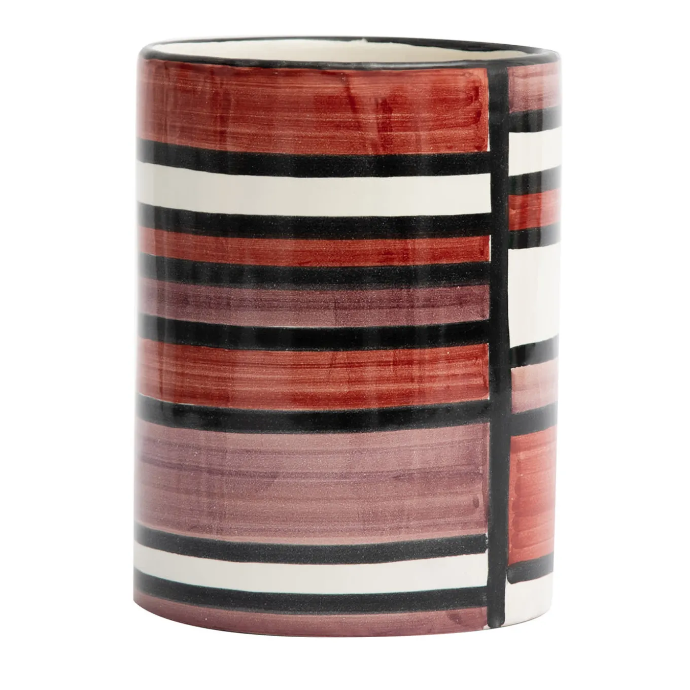 Vaso Nemesi cilindrico a righe color ruggine