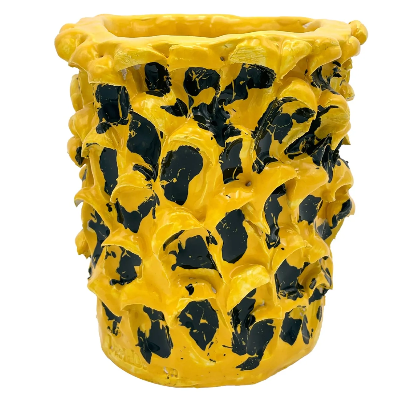 Vaso Onda Sunflower giallo e nero lucido