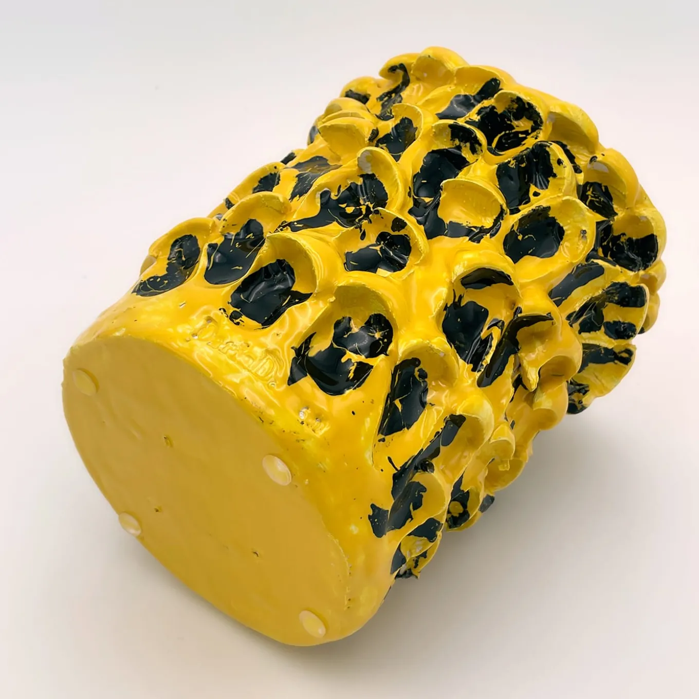 Vaso Onda Sunflower giallo e nero lucido