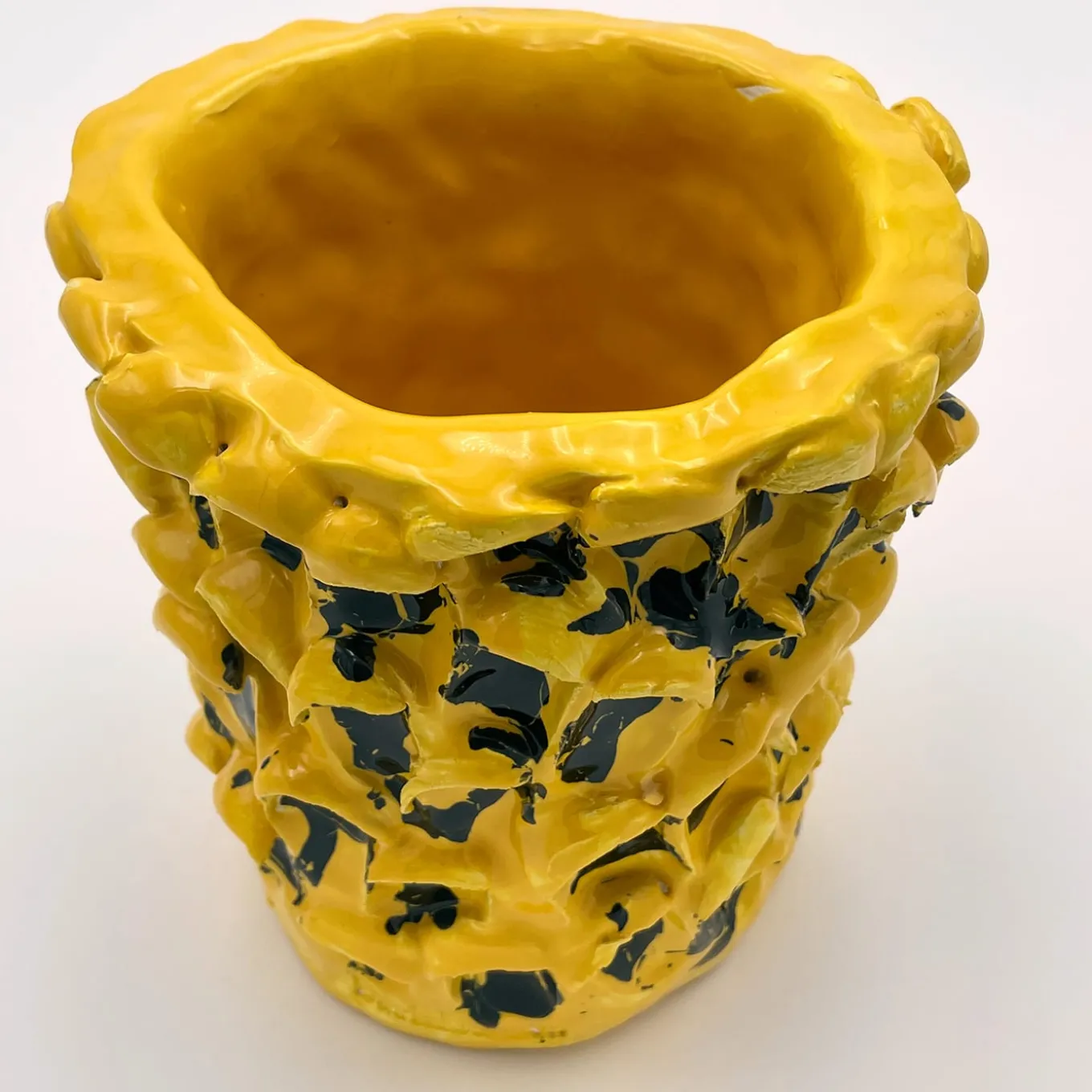 Vaso Onda Sunflower giallo e nero lucido