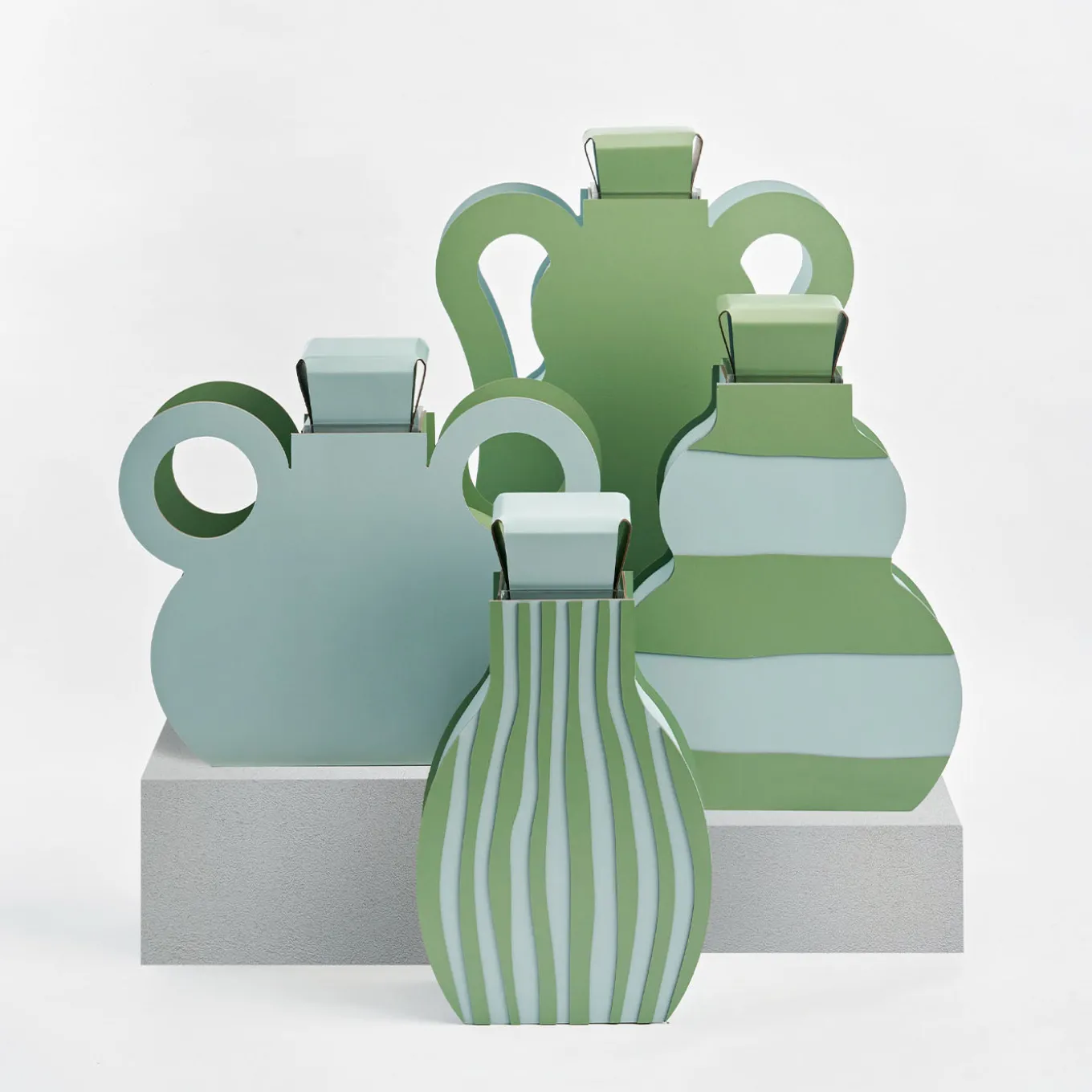 Vaso Otto Striped Sky Blue/Eucalyptus di Gianpaolo Venier