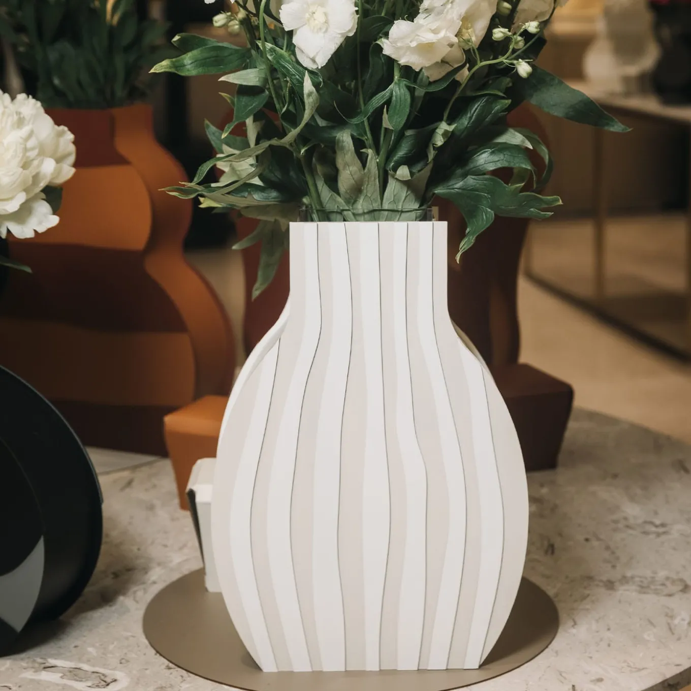 Vaso Otto Striped White/Panna Cotta di Gianpaolo Venier