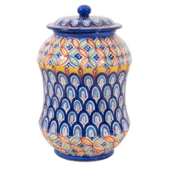 Vaso Pavone Flores con coperchio di Lorenza Adami