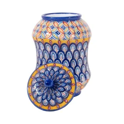 Vaso Pavone Flores con coperchio di Lorenza Adami