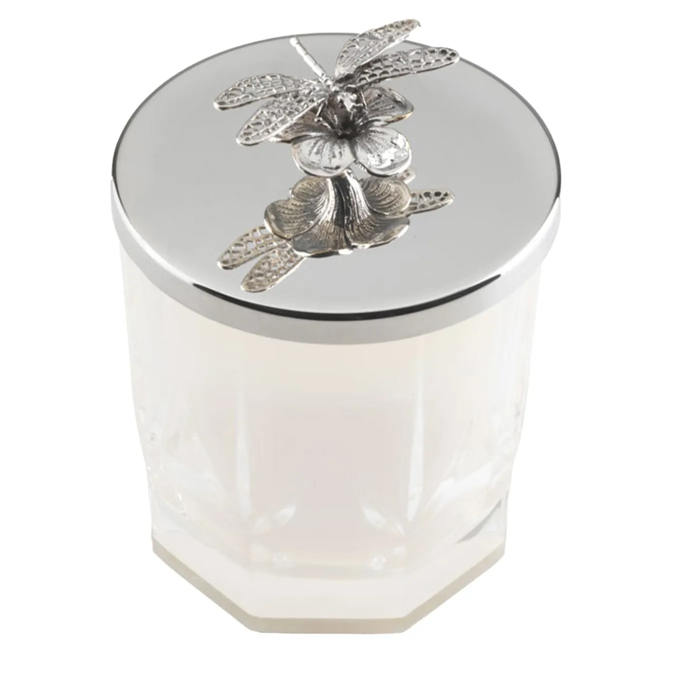 Vaso per candele a forma di libellula di primavera con coperchio