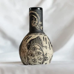 Vaso piccolo Grès beige e nero Granchio