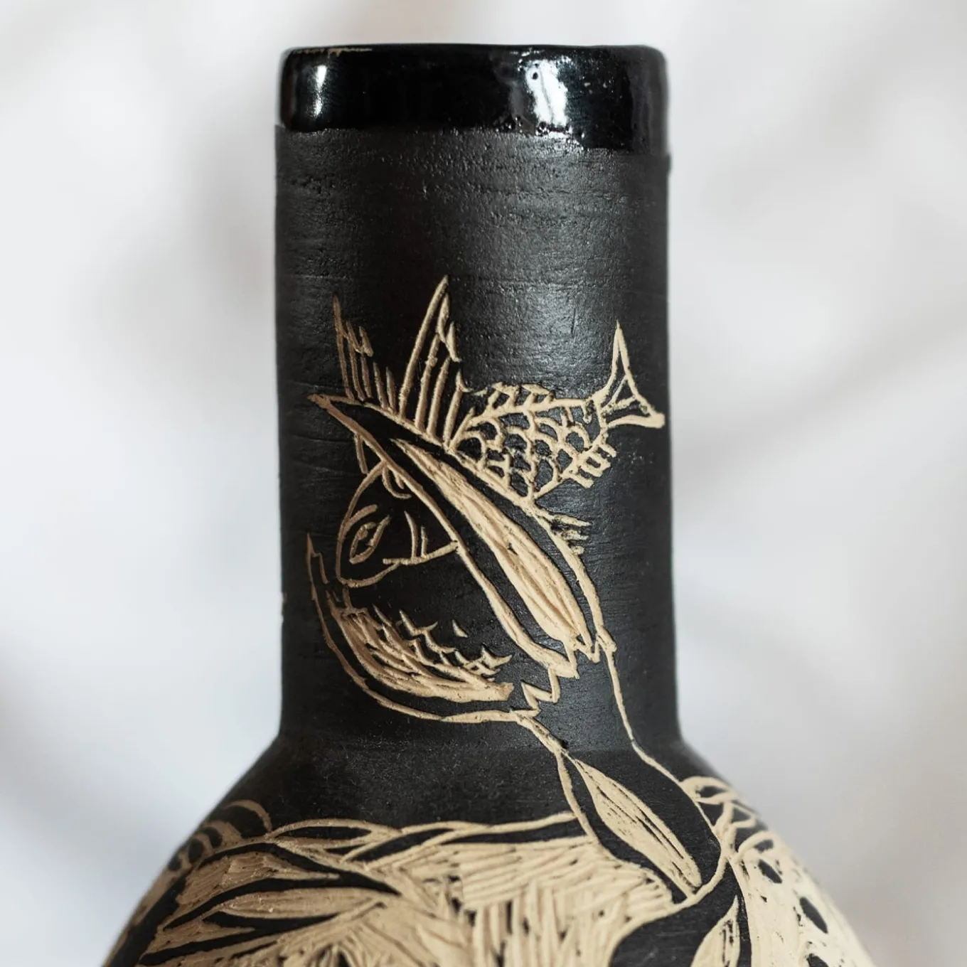 Vaso piccolo Grès beige e nero Granchio