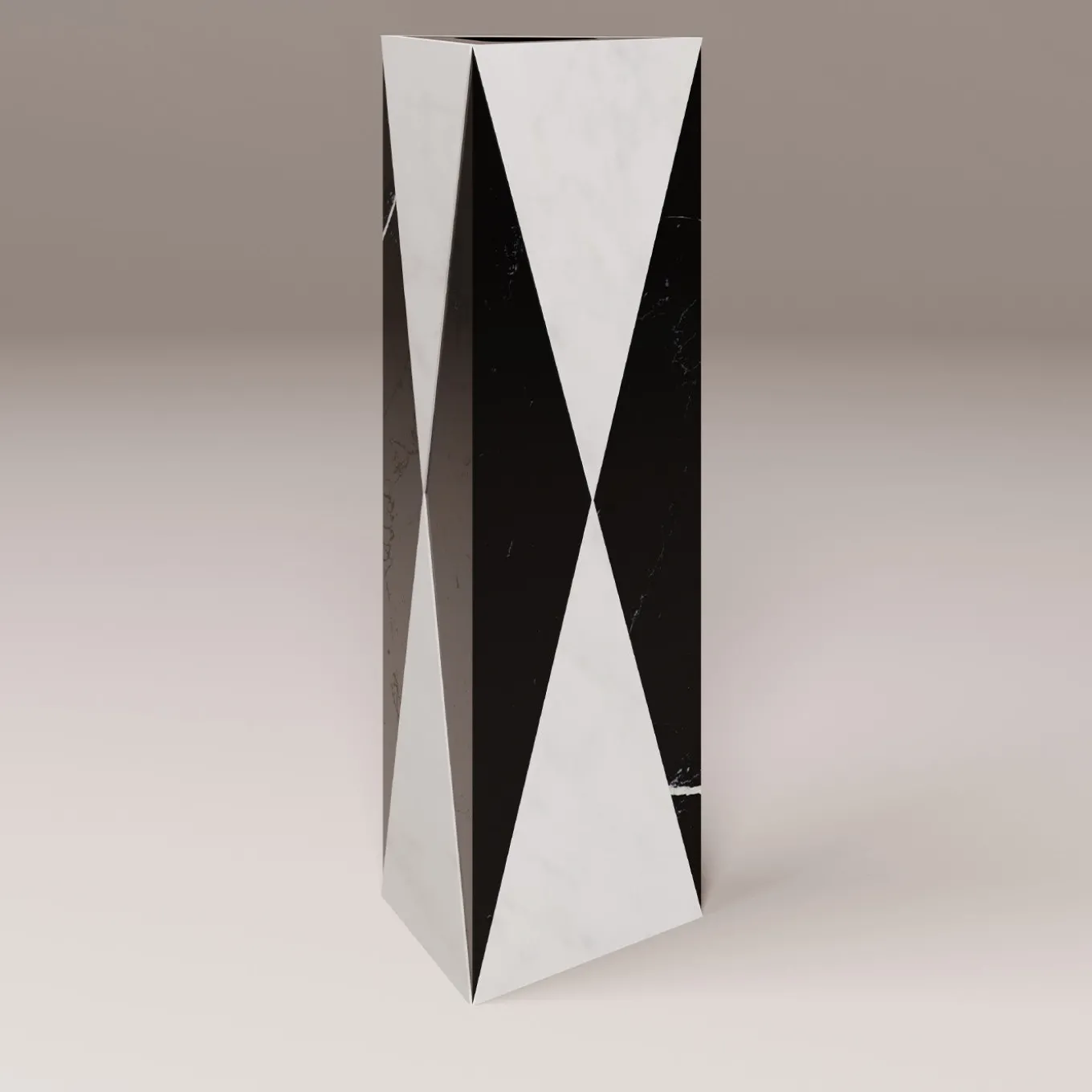Vaso Polimelus Nero Marquina e Bianco Carrara
