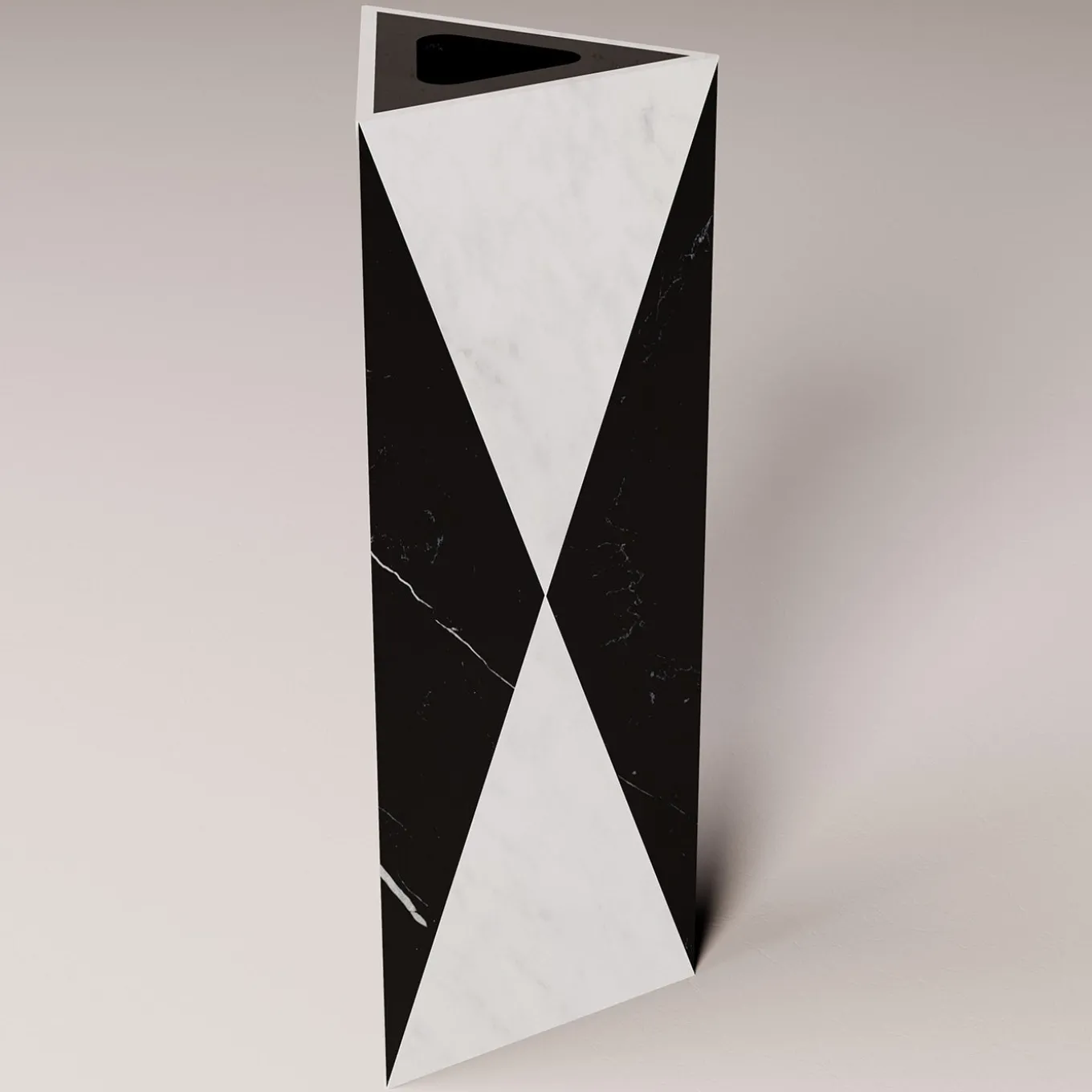 Vaso Polimelus Nero Marquina e Bianco Carrara